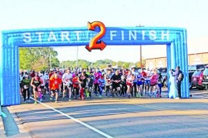 Over 350 participants registered to run in Saturday’s Gateway to the Delta 10 miler and 5K sponsored by Batesville Rotary Club that began on the Batesville Downtown Square and meandered through local streets and byways in perfect fall weather.  Top 5K finishers were James Harmon with a time of 20:21.58 and Lillian Lindsey at 22:12.49 and top10 mile winners were Derek Morgan at 1:03:58.40 and Emily Frith at 1:06:40.24. See complete race results pages B4 and B5 The Panolian photo by Glennie Pou