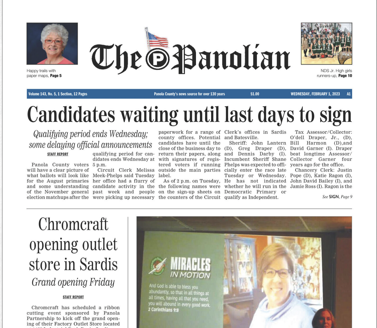 Print editions of The Panolian delayed today due to weather The Panolian The Panolian